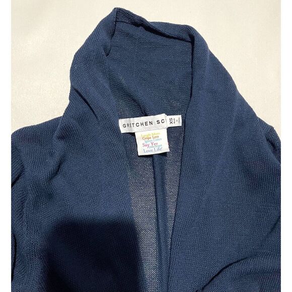 Gretchen scott sweater cardigan open front blue light weigh knitted women's XS - Picture 5 of 6